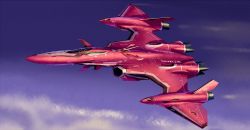 Rule 34 | aircraft, airplane, asterozoa, character name, cloud, fighter jet, highres, jet, macross, macross frontier, mecha, military, military vehicle, no humans, robot, science fiction, sky, solo, thrusters, variable fighter, vehicle focus, vf-27