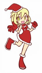 Rule 34 | 00s, 1girl, alice (tales), blonde hair, boots, chibi, christmas, gloves, hat, lowres, santa costume, santa hat, tales of (series), tales of symphonia, tales of symphonia: dawn of the new world