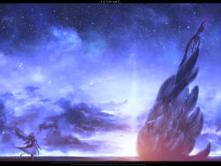 Rule 34 | 1girl, bad id, bad pixiv id, chitose rin, cloud, landscape, letterboxed, original, panorama, rel, scenery, skeleton, sky, solo, space, star (sky), star (symbol), starry sky