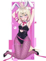 Rule 34 | 1girl, animal ear fluff, animal ears, black footwear, black leotard, blonde hair, blue eyes, blush, breasts, collar, detached collar, dog ears, dog girl, fake animal ears, fishnet pantyhose, fishnets, hair ornament, high heels, highres, hololive, hololive english, leotard, looking at viewer, medium hair, miixxc, mococo abyssgard, multicolored hair, open mouth, pantyhose, pink hair, playboy bunny, rabbit ears, rabbit hole (vocaloid), small breasts, solo, streaked hair, teardrop facial mark, virtual youtuber, vocaloid, white collar, x hair ornament