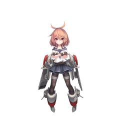 Rule 34 | &gt;:), 1girl, ahoge, belt, black gloves, black pantyhose, blue skirt, blush, brown hair, cannon, closed mouth, collarbone, crossed arms, full body, gloves, hair between eyes, hair ornament, hairclip, laffey (benson) (warship girls r), legs apart, looking at viewer, machinery, official art, pantyhose, pigeon-toed, pleated skirt, red eyes, sailor collar, sailor shirt, shirt, short sleeves, skirt, smile, solo, standing, thigh strap, torpedo, transparent background, turret, v-shaped eyebrows, warship girls r, wave505, white shirt