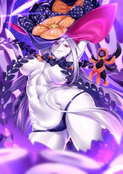 Rule 34 | 1girl, abigail williams (fate), abigail williams (third ascension) (fate), abs, absurdres, aged up, alternate breast size, arms up, black bow, black panties, blue hat, bow, breasts, breasts apart, cameltoe, colored skin, doll, evil grin, evil smile, fate/grand order, fate (series), flower, from below, glowing, gluteal fold, grin, groin, hat, hat flower, highres, keyhole, large breasts, long hair, looking at viewer, navel, no bra, no pants, orange bow, orange flower, outdoors, panties, parted lips, pink eyes, polka dot, polka dot bow, revealing clothes, shaded face, sharp teeth, shooting star, skull print, sky, slit pupils, smile, solo, star (sky), star (symbol), star print, starry sky, teeth, thighs, toned, underboob, underwear, v-shaped eyebrows, very long hair, watosu (watosu mama), white skin, wide hips, you gonna get raped