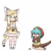 Rule 34 | 2girls, animal ear fluff, animal ears, animated, aqua hair, blonde hair, bow, bowtie, brown hair, cat ears, cat tail, commentary, covering own eyes, extra ears, frilled skirt, frills, geta, gloves, hand up, hood, hood up, hoodie, japari coin, kemono friends, kneeling, looping animation, meme, multicolored hair, multiple girls, print bow, print gloves, print neckwear, print skirt, salt bae (meme), sand, sand cat (kemono friends), sand cat print, shirt, short hair, simple background, skirt, sleeveless, sleeveless shirt, snake tail, socks, standing, striped clothes, striped hoodie, striped tail, tail, taro (tontaro), tsuchinoko (kemono friends), two-tone hair, video, wavy mouth, white background