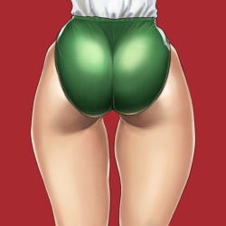 Rule 34 | 1girl, ass, ass focus, buruma, close-up, curvy, female focus, from behind, gym uniform, hayakawa sonchou, simple background, skindentation, solo, standing, thigh gap, waist down, wide hips
