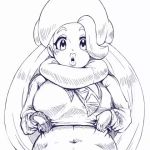 Rule 34 | 1girl, animated, belly, big hair, blinking, bouncing breasts, breasts, clothes lift, creatures (company), fingerless gloves, flashing, fur hat, game freak, gloves, greyscale, gym leader, half-closed eyes, hat, large breasts, lewddoodlez, lifting own clothes, lips, long hair, long sleeves, looking at viewer, lowres, mature female, melony (pokemon), monochrome, navel, nintendo, nipples, no bra, open mouth, parted lips, partially fingerless gloves, pokemon, pokemon swsh, scarf, shirt, shirt lift, simple background, single glove, sketch, smile, solo, surprised, sweater, teeth, thick eyebrows, upper body, upper teeth only, video, white background, winter clothes
