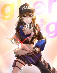 Rule 34 | 1girl, anzo (anzu elichi0928), brown eyes, brown hair, commentary request, d4dj, english text, hat, highres, holding, holding microphone, jacket, long hair, looking at viewer, microphone, sidelocks, smile, solo, yamate kyouko