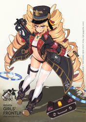 Rule 34 | 1girl, :q, absurdres, ammunition, armor-piercing ammunition, bad id, bad pixiv id, bikini, bikini bottom only, black bikini, blonde hair, boots, breasts, bullet, bullpup, cleavage, coat, concept art, copyright name, drill hair, explosive, fn 5.7x28mm, girls&#039; frontline, gloves, grenade, gun, hand grenade, hat, highres, holding, holding gun, holding weapon, horizontal magazine, jewelry, less-than-lethal weapon, long hair, m84 stun grenade, military cartridge, military hat, navel, necklace, original, p90, p90 (girls&#039; frontline), pdw cartridge, personal defense weapon, picatinny arsenal, pistol cartridge, purple eyes, see-through, slm, smile, solo, stun grenade, submachine gun, supersonic ammunition, swimsuit, thighhighs, tongue, tongue out, translucent, twin drills, very long hair, weapon, white gloves, white thighhighs