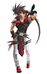 Rule 34 | 1boy, arc system works, brown hair, fingerless gloves, gloves, guilty gear, guilty gear isuka, guilty gear x, guilty gear xx, headband, highres, ishiwatari daisuke, male focus, official art, sol badguy, solo, sword, weapon