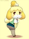 Rule 34 | 1girl, 3d, animal crossing, animated, ass, bent over, blush, brown eyes, furry, huge ass, isabelle (animal crossing), looking at viewer, nintendo, pantyhose, shigatake, simple background, tail, thick thighs, thighband pantyhose, thighs, video, video, wide hips