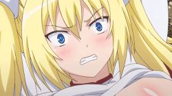 Rule 34 | 1girl, animated, animated gif, blonde hair, blue eyes, blush, bouncing breasts, breasts, large breasts, luvirias, majin label, nipples, ochi mono rpg seikishi luvilias, open mouth, shiny skin, tears