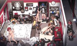 Rule 34 | &gt; o, ..., 1boy, 5girls, ^ ^, absurdres, aftersex, ahoge, anal beads, anger vein, animal ears, arknights, ass, bag, bean bag chair, bed, bird ears, bird girl, bird tail, bison (arknights), black footwear, black hair, black halo, black jacket, black pants, black shirt, black shorts, blue hair, blush, bottle, box, bra, unworn bra, breasts, breasts out, brown bag, brown hair, bulletin board, camera, can, cardboard box, cellphone, censored, character doll, chest of drawers, clock, closed eyes, clothes lift, clothes pull, couch, cow boy, cow girl, cow horns, cow tail, croissant (arknights), cum, cum on legs, cushion, dark halo, dartboard, demon girl, demon horns, demon tail, detached wings, dildo, door, doorway, ear blush, egg vibrator, electrical outlet, energy wings, erection, exusiai (arknights), fellatio, fiammetta (arknights), fur-trimmed jacket, fur trim, futanari, gloves, hallway, halo, hand on another&#039;s head, handbag, hetero, highres, hitachi magic wand, holding, holding bag, horns, jacket, unworn jacket, kataokasan, kettle, lightning bolt symbol, loaded interior, long hair, medium breasts, mostima (arknights), multiple girls, navel, nintendo switch, nintendo switch pro controller, nipples, no bra, nude, ok sign, on bed, on one knee, one eye closed, open mouth, oral, orange hair, pants, pants pull, penguin logistics logo, penis, penis grab, phone, phonograph, pink bra, pitcher (container), ponytail, pussy juice, record, recording, red hair, scroll, sex toy, shirt, shirt lift, shoes, short hair, shorts, sitting, smartphone, snack, speaker, speech bubble, spoken ellipsis, spoken star, spread legs, stained sheets, standing, standing fellatio, star (symbol), stuffed animal, stuffed penguin, stuffed rabbit, stuffed toy, tail, texas (arknights), emperor (arknights), thumbs up, tissue box, trash can, trembling, tripod, underwear, vibrator, visor cap, wall clock, white gloves, white jacket, window, window blinds, wings, wire, wolf ears, wolf girl, wolf tail