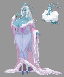 Rule 34 | altaria, bird, breasts, cleavage, creatures (company), game freak, gen 3 pokemon, high heels, highres, huge breasts, long hair, nail polish, nightgown, nintendo, platform footwear, platform heels, pokemon, see-through nightgown, thick thighs, thighs, white hair, zacianswords
