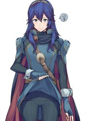 Rule 34 | 1girl, ameno (a meno0), blue eyes, blue hair, blush, boots, cape, clothes lift, fingerless gloves, fire emblem, fire emblem awakening, gloves, hair between eyes, long hair, looking at viewer, lucina (fire emblem), nintendo, shirt lift, simple background, smile, solo, tiara