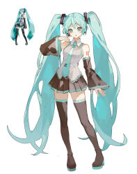 Rule 34 | 1girl, absurdres, black footwear, black skirt, blue eyes, blue hair, blue nails, blue necktie, blush, boots, breasts, closed mouth, collared shirt, crossed bangs, detached sleeves, fingernails, full body, grey shirt, hair between eyes, hair ornament, hand up, hatsune miku, headphones, highres, long fingernails, long hair, long sleeves, looking at viewer, medium breasts, miniskirt, nail polish, necktie, number tattoo, open mouth, pino ko, pleated skirt, shirt, simple background, skirt, smile, solo, standing, tattoo, thigh boots, twintails, v-shaped eyebrows, very long hair, vocaloid, white background, wide sleeves