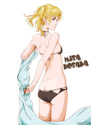 Rule 34 | ass, back, bikini, blonde hair, butt crack, from behind, hosaka misa, looking back, original, shiika sadamasa, solo, swimsuit, twintails