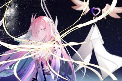 Rule 34 | 1girl, :d, aiming, aiming at viewer, arrow (projectile), bow (weapon), dress, elysia (honkai impact), gloves, grin, hair ornament, highres, holding, holding arrow, holding bow (weapon), holding weapon, honkai (series), honkai impact 3rd, long hair, night, night sky, open mouth, outdoors, pink eyes, pink hair, sky, smile, solo, star (sky), starry sky, teeth, uatuwhiteriver, weapon, white dress, white gloves
