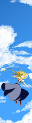 Rule 34 | 00s, air (visual novel), bad id, bad pixiv id, blonde hair, closed eyes, cloud, day, highres, kamio misuzu, long hair, long image, outstretched arms, ponytail, school uniform, shigeohji, sky, solo, spread arms, tall image
