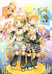 Rule 34 | 1boy, 1girl, absurdres, aqua eyes, arm warmers, bad id, bad pixiv id, bare shoulders, blonde hair, brother and sister, chibi, crossed arms, detached sleeves, closed eyes, fingerless gloves, gloves, hair ornament, hair ribbon, hairclip, holding hands, headphones, hetero, highres, kagamine len, kagamine len (append), kagamine rin, kagamine rin (append), leg warmers, monokuroito, nail polish, navel, one eye closed, open mouth, ribbon, short hair, shorts, siblings, smile, twins, vocaloid, vocaloid append, wink