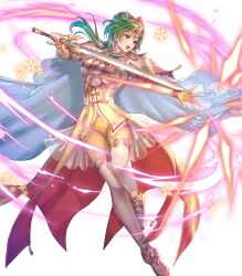 Rule 34 | 1girl, armor, boots, breastplate, brown eyes, cape, elincia ridell crimea, fingerless gloves, fire emblem, fire emblem: radiant dawn, fire emblem heroes, fujikawa arika, full body, gloves, gold trim, grey hair, hair bun, high heel boots, high heels, highres, holding, holding sword, holding weapon, jewelry, long hair, nintendo, non-web source, official art, open mouth, overskirt, pants, see-through, shiny clothes, shoulder armor, sidelocks, single hair bun, solo, sword, thigh boots, tiara, transparent background, weapon