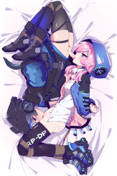 Rule 34 | 1futa, 1girl, 69, absurdres, arknights, bdsm, black thighhighs, blue eyes, blue footwear, blue hoodie, blue jacket, blue poison (arknights), blush, bondage, bound, bound arms, bound legs, capelet, detached hood, fellatio, frog girl, futa with female, futanari, glaucus (arknights), grey capelet, grey hair, has bad revision, has censored revision, highres, hood, hood up, hooded jacket, hoodie, imazawa, jacket, knit hat, low twintails, lying, multicolored hair, on side, oral, penis, pink hair, shirt, shoes, streaked hair, testicles, thighhighs, twintails, white shirt