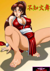 Rule 34 | barefoot, cum, cum on body, cum on lower body, ero shocker, feet, nail polish, pantyhose, shiranui mai, snk, the king of fighters, toes