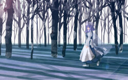 Rule 34 | bare tree, day, forest, highres, koyane (silver81106), letty whiterock, looking to the side, nature, one-hour drawing challenge, outdoors, snow, sunlight, touhou, tree, tree shade, triangular headpiece