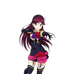 Rule 34 | 10s, 1girl, artist request, ascot, bare shoulders, black gloves, blush, boots, earrings, elbow gloves, epaulettes, flower, garter straps, gloves, green eyes, hairband, jewelry, long hair, looking at viewer, love live!, love live! school idol festival, love live! school idol project, mole, mole under eye, official art, purple hair, red flower, red rose, rose, shocking party, simple background, skirt, sleeveless, smile, solo, standing, thigh boots, thighhighs, todo erena, transparent background, tsurime, white background, white thighhighs