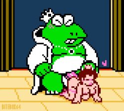 Rule 34 | 1boy, 1girl, animated, artist name, belly, bitebox64, bouncing breasts, breasts, brown hair, clenched teeth, closed eyes, coat, colored skin, crown, doggystyle, erection, floor, frog, full body, fur coat, green skin, hand on another&#039;s head, heart, hetero, high collar, high heels, interspecies, jewelry, large penis, long hair, long sleeves, looping animation, mario (series), medium breasts, nintendo, nipples, nostrils, official style, on floor, open clothes, open coat, open mouth, panties, panty pull, pendant, penis, pink footwear, pink panties, pixel art, princess, princess peach, sex, sex from behind, super mario bros. 2, teeth, underwear, video, wart (mario)