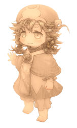 Rule 34 | 1girl, barefoot, braid, buttons, closed mouth, clothing request, commentary request, feral lemma, full body, hakumei (hakumei to mikochi), hakumei to mikochi, hat, highres, long sleeves, looking at viewer, medium hair, no nose, paid reward available, simple background, solo, standing, tagme, tareme, thick eyebrows, white background