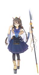 Rule 34 | 1girl, adjusting eyewear, aidumi, anchor, black-framed eyewear, blue skirt, boots, braid, brown hair, finger on eyewear, finger on glasses, full body, glasses, hair ornament, holding, holding polearm, holding spear, holding weapon, official art, oshiro project:re, oshiro project:re, pantyhose, platform boots, platform footwear, pleated skirt, polearm, red eyes, skirt, solo, spear, transparent background, wakimoto (oshiro project), weapon