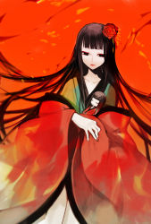 1girl bad_id bad_pixiv_id black_hair doll female_focus flower hair_flower hair_ornament harano long_hair solo vocaloid