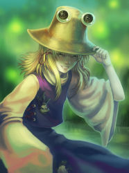 Rule 34 | 1girl, = =, absurdres, blonde hair, clenched teeth, closed eyes, drawfag, dress, female focus, frog, grin, hair over eyes, hair ribbon, hand on headwear, hat, hat tip, highres, holding, holding clothes, holding hat, lips, looking at viewer, moriya suwako, pyonta, realistic, ribbon, smile, solo, teeth, touhou