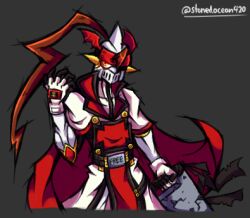 Rule 34 | armor, cape, cosplay, digimon, digimon (creature), dukemon, guilty gear, lowres, order-sol, order-sol (cosplay), sol badguy, solo, spikes