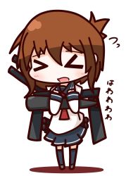 Rule 34 | &gt; &lt;, 10s, 1girl, absurdres, bad id, bad pixiv id, blush, brown hair, closed eyes, folded ponytail, highres, inazuma (kancolle), kantai collection, nuu (nu-nyu), open mouth, short hair, solo