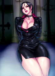 Rule 34 | 1girl, ada wong, breasts, capcom, cleavage, highres, large breasts, resident evil, resident evil: damnation, sawao, short hair