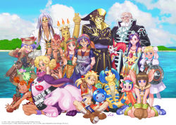 Rule 34 | alien, animal collar, animal ears, animal print, anklet, ascot, asymmetrical bangs, bag, bancliff, bandaged leg, bandages, bandana, bare shoulders, beard, blonde hair, blue eyes, blue hair, boots, brown hair, brown vest, candle, chrono cross, cloud, cloudy sky, coat, collar, cropped jacket, crossed arms, curly hair, dagger, detached sleeves, dog, double bun, draggy, dragon, dress, everyone, facepaint, facial hair, facial mark, fairy, fairy wings, general viper, glasses, gloves, green eyes, guile (chrono cross), hair bun, hairband, harle (chrono cross), harlequin, hat, high collar, highres, horns, hoshi no ko, jacket, janice, jewelry, kid (chrono cross), kneeling, knife, korcha, leena (chrono cross), long coat, long dress, long hair, lucky dan, lynx (chrono cross), marcy (chrono cross), mask, mel, messenger bag, multiple boys, multiple girls, necklace, neofio, open mouth, parted bangs, pip, pointing, pointing at viewer, poshul, purple eyes, purple hair, razzly, red bandana, red eyes, red hair, red jacket, riddel, serge (chrono cross), shield, short hair, short twintails, shoulder bag, sidelocks, single horn, sitting, sky, smile, square enix, standing, straight hair, tail, teeth, thick eyebrows, tongue, tongue out, twintails, uniform, upper teeth only, v, vest, voodoo doll, water, weapon, white coat, white hair, wings, yellow eyes, yuuki nobuteru