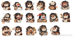 Rule 34 | &gt; &lt;, 1boy, 1other, :3, = =, ?, ??, alca (wakatanka4), alca the lion, animal, animal ears, annoyed, bara, beard, black hair, blush stickers, cheek pinching, confused, cropped torso, crossed arms, crying, disembodied limb, empty eyes, exhausted, expression chart, expressions, facial hair, fish, frown, furry, furry male, gyee, handheld game console, hands on own cheeks, hands on own face, happy, heart, heart-shaped pupils, highres, holding, holding animal, holding fish, jitome, kiss, laughing, lion boy, lion ears, lion tail, looking at viewer, looking up, lying, male focus, mature male, muscular, muscular male, on back, original, pectorals, pinching, pointing, pointing at viewer, puckered lips, salute, scratching head, screaming, second-party source, short hair, sleeping, solid oval eyes, squiggle, stomach, stop (gesture), streaming tears, symbol-shaped pupils, tail, tears, thick eyebrows, tongue, tongue out, tusks, yang cheng, zzz