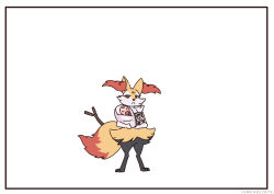 Rule 34 | 1girl, absurdres, animal ear fluff, animal ears, animal nose, baby, black fur, body fur, braixen, creatures (company), crying, fox ears, fox girl, fox tail, furry, furry female, game freak, gen 6 pokemon, highres, holding, holding frame, holding photo, iei, nintendo, photo (object), picture frame, pokemon, pokemon (creature), red eyes, sad, simonbutt6, simple background, snout, tail, white background, white fur, yellow fur
