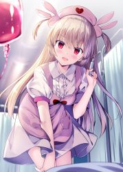 Rule 34 | 1girl, apron, armband, bent over, blonde hair, blood, blood bag, blush, breasts, center frills, collared shirt, commentary request, frills, hair between eyes, hair ornament, hat, heart, holding, light brown hair, lightning, long hair, looking at viewer, natori sana, nurse cap, open clothes, open mouth, pink apron, pink hat, pov, puffy short sleeves, puffy sleeves, rabbit hair ornament, red eyes, rei (rei&#039;s room), sana channel, shirt, short sleeves, smile, solo, solo focus, syringe, two side up, virtual youtuber