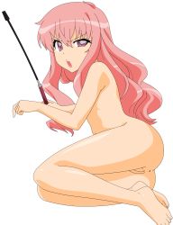 Rule 34 | 1girl, absurdres, anus, artist request, ass, barefoot, cleft of venus, flat chest, highres, legs, long hair, louise francoise le blanc de la valliere, nude, nude filter, open mouth, pink hair, pussy, red eyes, thighs, third-party edit, transparent background, uncensored, vector trace, zero no tsukaima