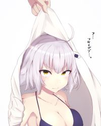 Rule 34 | 1girl, ahoge, bikini, black bikini, breasts, closed mouth, fate/grand order, fate (series), frown, jeanne d&#039;arc (fate), jeanne d&#039;arc (ruler) (fate), jeanne d&#039;arc alter (avenger) (fate), jeanne d&#039;arc alter (fate), jpeg artifacts, large breasts, looking at viewer, medjed (fate), minami osu, nitocris (fate), short hair, silver hair, solo focus, sweatdrop, swimsuit, upper body, veil, veil lift, yellow eyes