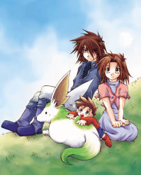 Rule 34 | 00s, anna irving, brown eyes, brown hair, family, kratos aurion, lloyd irving, red hair, short hair, simple background, tales of (series), tales of symphonia