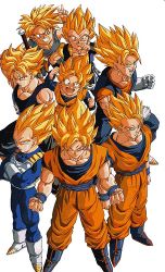 Rule 34 | 6+boys, aged down, armor, brothers, child, dougi, dragon ball, dragonball z, earrings, father and son, fusion, gloves, gotenks, jewelry, lowres, male focus, multiple boys, official art, potara earrings, sheath, sheathed, siblings, son gohan, son goku, son goten, standing, super saiyan, super saiyan 1, sword, trunks (dragon ball), trunks (future) (dragon ball), v, vegeta, vegetto, vest, weapon, white background, wristband, yamamuro tadayoshi