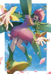 Rule 34 | 1girl, digimon, fairy, flying, highres, leaf, lilimon, monster girl, nail polish, petals, plant girl, smile, solo, thorns