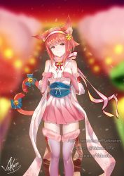Rule 34 | 1girl, animal ears, blush, cat ears, fire emblem, fire emblem fates, fire emblem heroes, gloves, hair ornament, hairband, halloween, japanese clothes, kimono, looking at viewer, multiple tails, nekomata, nintendo, pink hair, red eyes, sakura (fire emblem), short hair, smile, solo, tail, two tails, vekneim