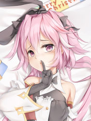 Rule 34 | 1boy, astolfo (fate), astolfo (saber) (fate), astolfo (saber) (third ascension) (fate), bakugadou, bare shoulders, black dress, black gloves, blush, commentary request, detached sleeves, dress, fate/grand order, fate (series), gloves, hair between eyes, long hair, looking at viewer, male focus, merry christmas, pink eyes, solo, twintails