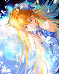 Rule 34 | 1boy, 1girl, absurdres, archetype earth, arcueid brunestud, bare shoulders, blonde hair, breasts, chiaspicy, closed eyes, detached collar, detached sleeves, dress, fate/grand order, fate (series), flower, glasses, hair flower, hair ornament, highres, large breasts, long hair, short hair, tohno shiki, tsukihime, very long hair, white dress