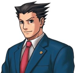 Rule 34 | 1boy, ace attorney, black hair, blue jacket, blue suit, buttons, closed mouth, eyebrows, eyelashes, formal, hair slicked back, jacket, lowres, male focus, necktie, official art, phoenix wright, pocket, red necktie, solo, solo focus, suit, transparent background, vest