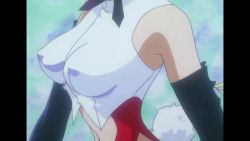 Rule 34 | 1990s (style), 1girl, animated, animated gif, bouncing breasts, breasts, elbow gloves, covered erect nipples, gainax, gloves, misty may, otaku no video, pink hair, playboy bunny, short hair