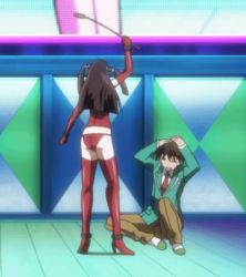 Rule 34 | 00s, animated, animated gif, aono tsukune, bdsm, dominatrix, femdom, lowres, rosario+vampire, toujou ruby, whip, whipping